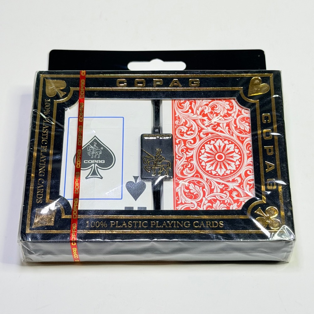Copag 100% Plastic Playing Cards Double Deck Set Bridge Size Red Blue New